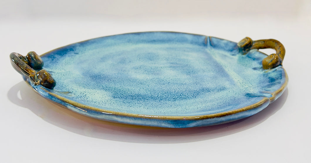 Serving Platter - Flowing Blue on Buff Stoneware