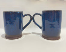 Load image into Gallery viewer, Flowing Blues over Coffee Clay Stoneware 12oz
