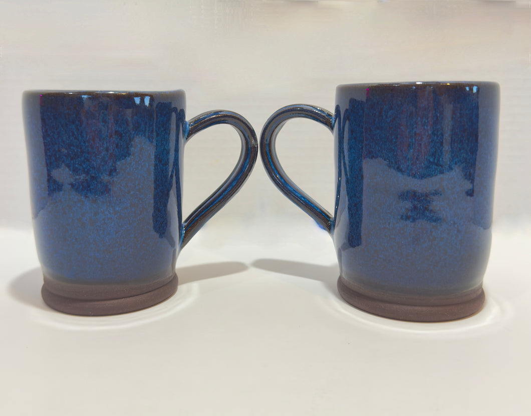 Flowing Blues over Coffee Clay Stoneware 12oz