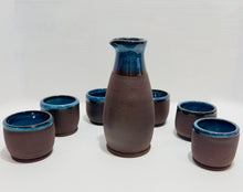 Load image into Gallery viewer, Sake Set - Turquoise over Coffee Clay
