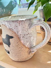 Load image into Gallery viewer, Custom Name Dachshund Mug - Creamy White over Speckled Stoneware 16oz