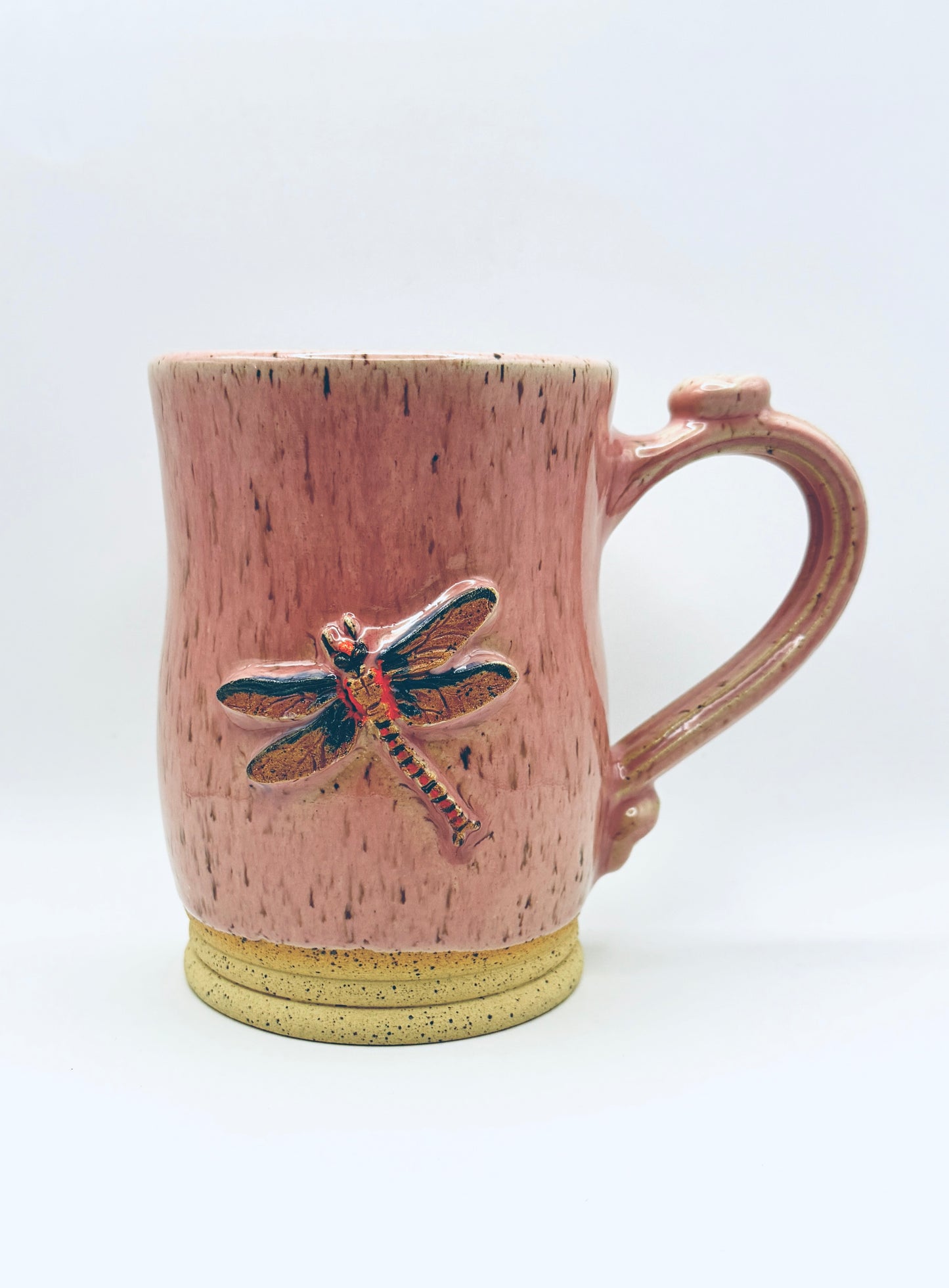Dragonfly Mug - Pink over Speckle Clay - 16oz.