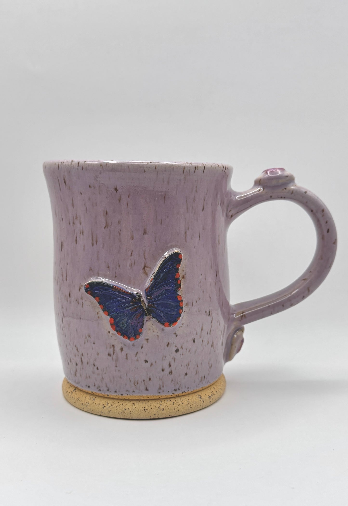 Butterfly in Purple over Speckle Clay - 16oz.