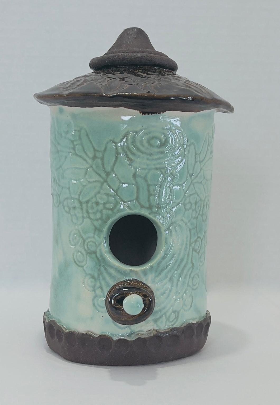 BirdHouse - Medium Green Ceramic Cottage