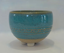 Load image into Gallery viewer, Turquoise Carved 4-Footed Planter - 5&quot;w x 4&quot;h
