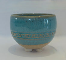 Load image into Gallery viewer, Turquoise Carved 4-Footed Planter - 5&quot;w x 4&quot;h
