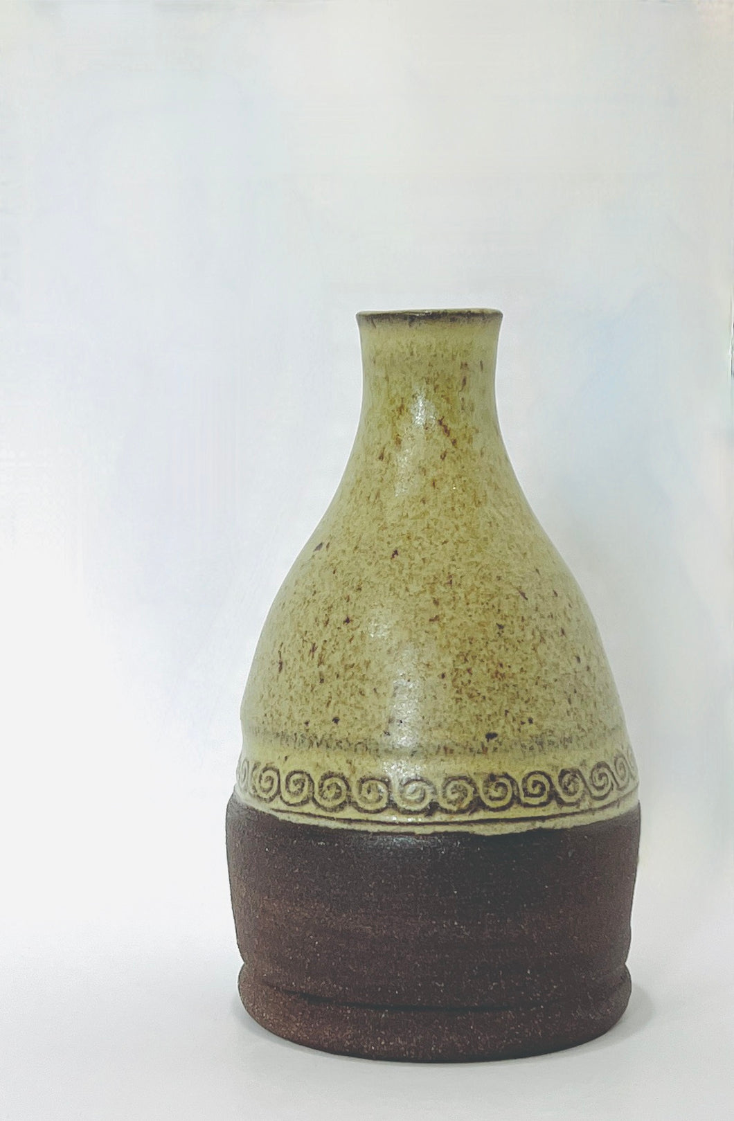 Bud Vase - Matte Green over Coffee Clay