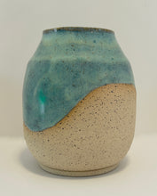 Load image into Gallery viewer, 6&quot; Vase - Flowing Turquoise Glaze Speckled Stoneware Ceramic
