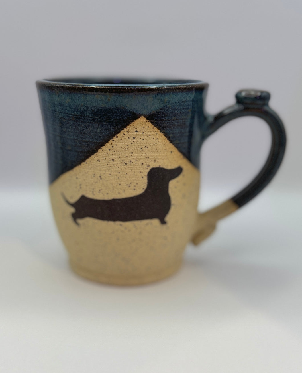 Dachshund Mug - Alberta Blue over Speckled Stoneware 12oz