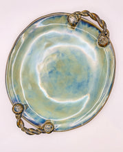 Load image into Gallery viewer, Serving Platter in creamy turquoise Glaze - 10&quot;W
