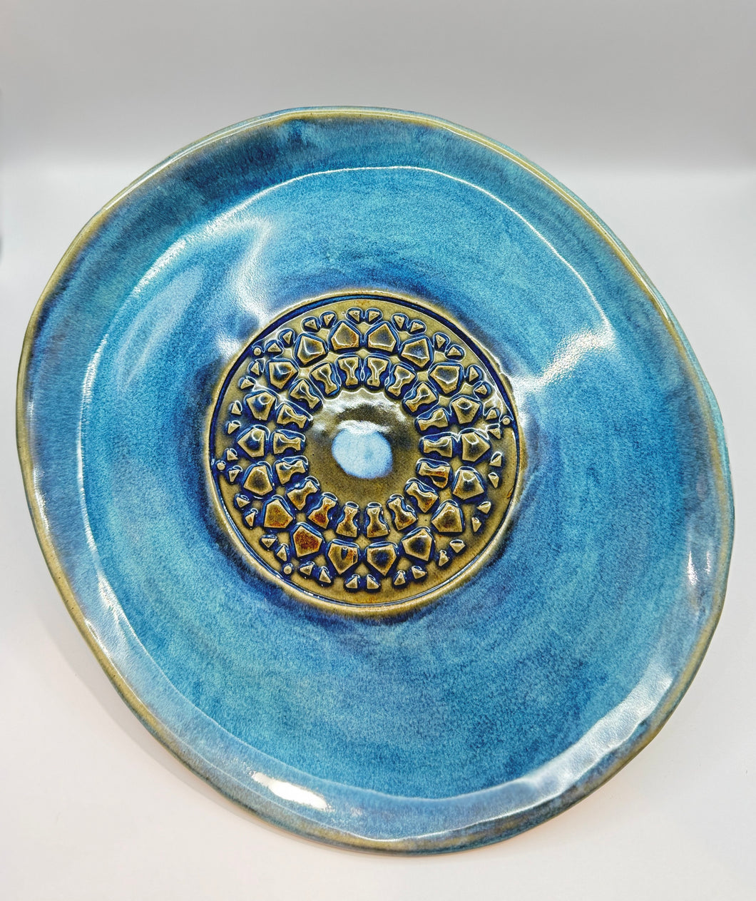 Fancy Plate in Blue Glaze - 10