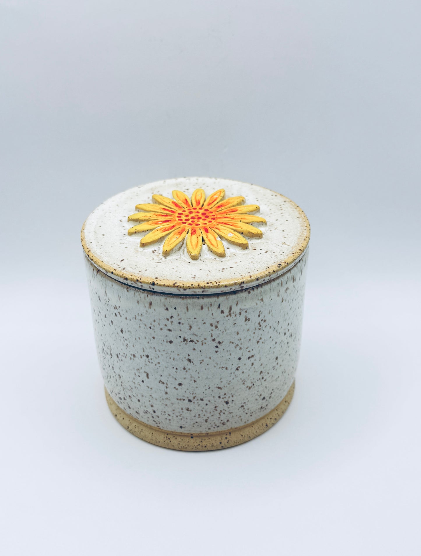 Butter Crock - Sunflower on White Speckle