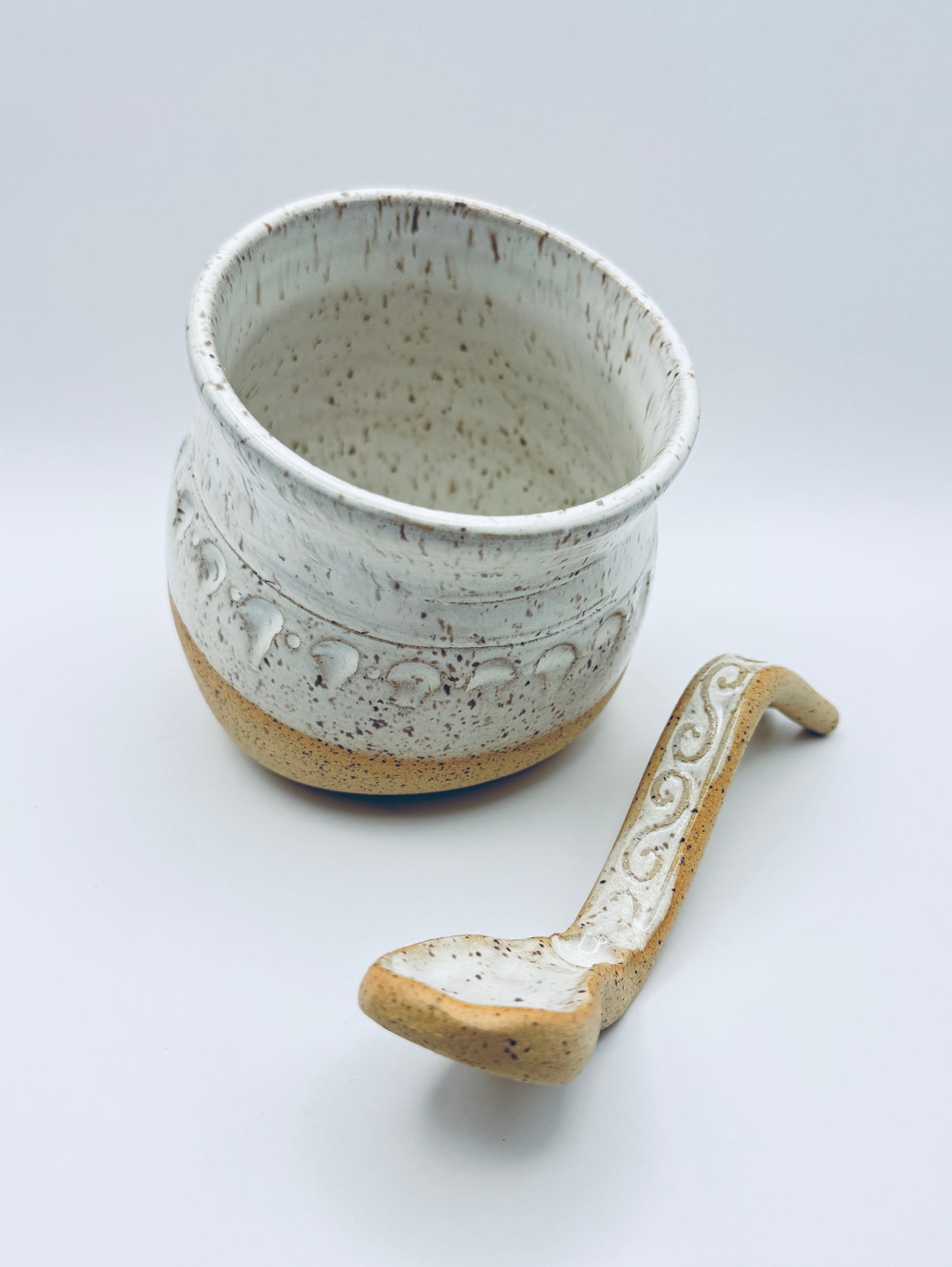 Spice Bowl -White on Speckle Clay