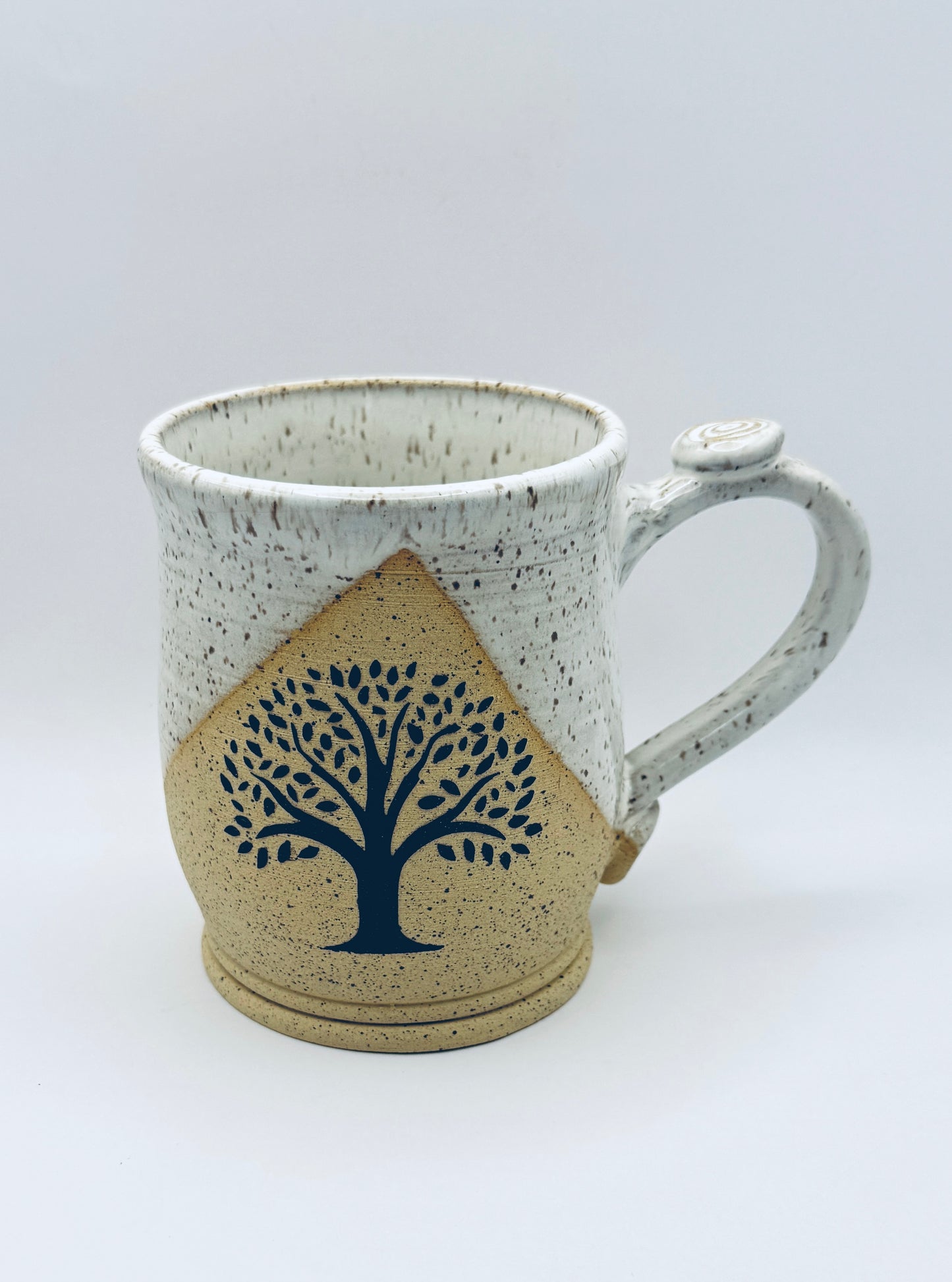 Tree of Life - Creamy White  over Speckle Clay - 16oz.
