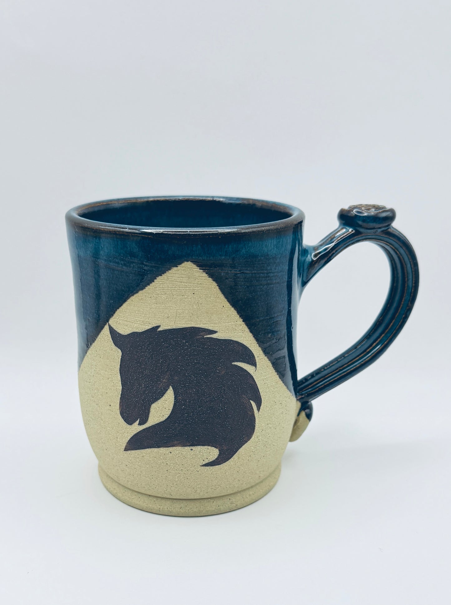 Horse Mug -  Alberta Blue over Speckle Clay - 16oz.
