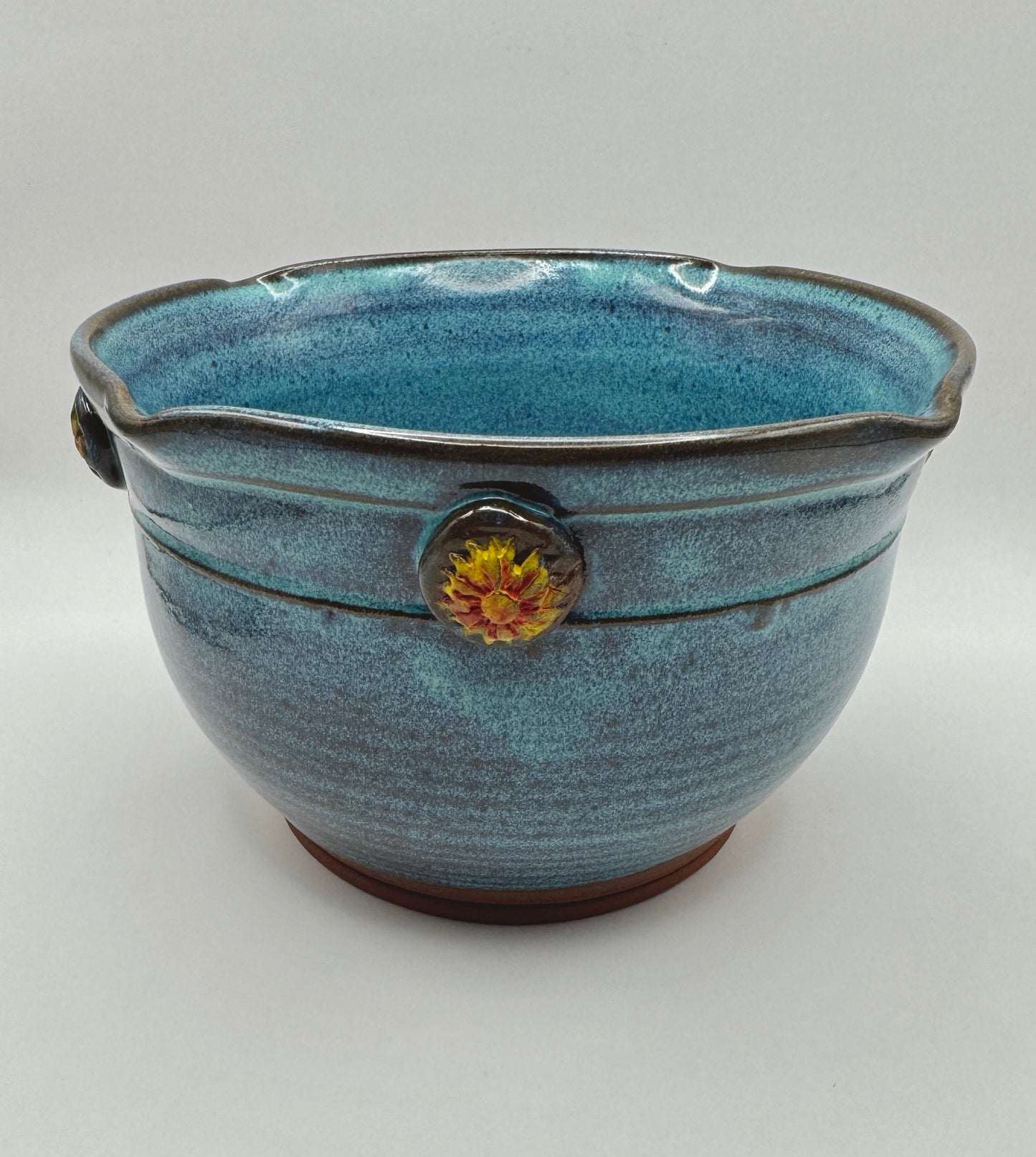 Serving Bowl - Turquoise over Red Clay