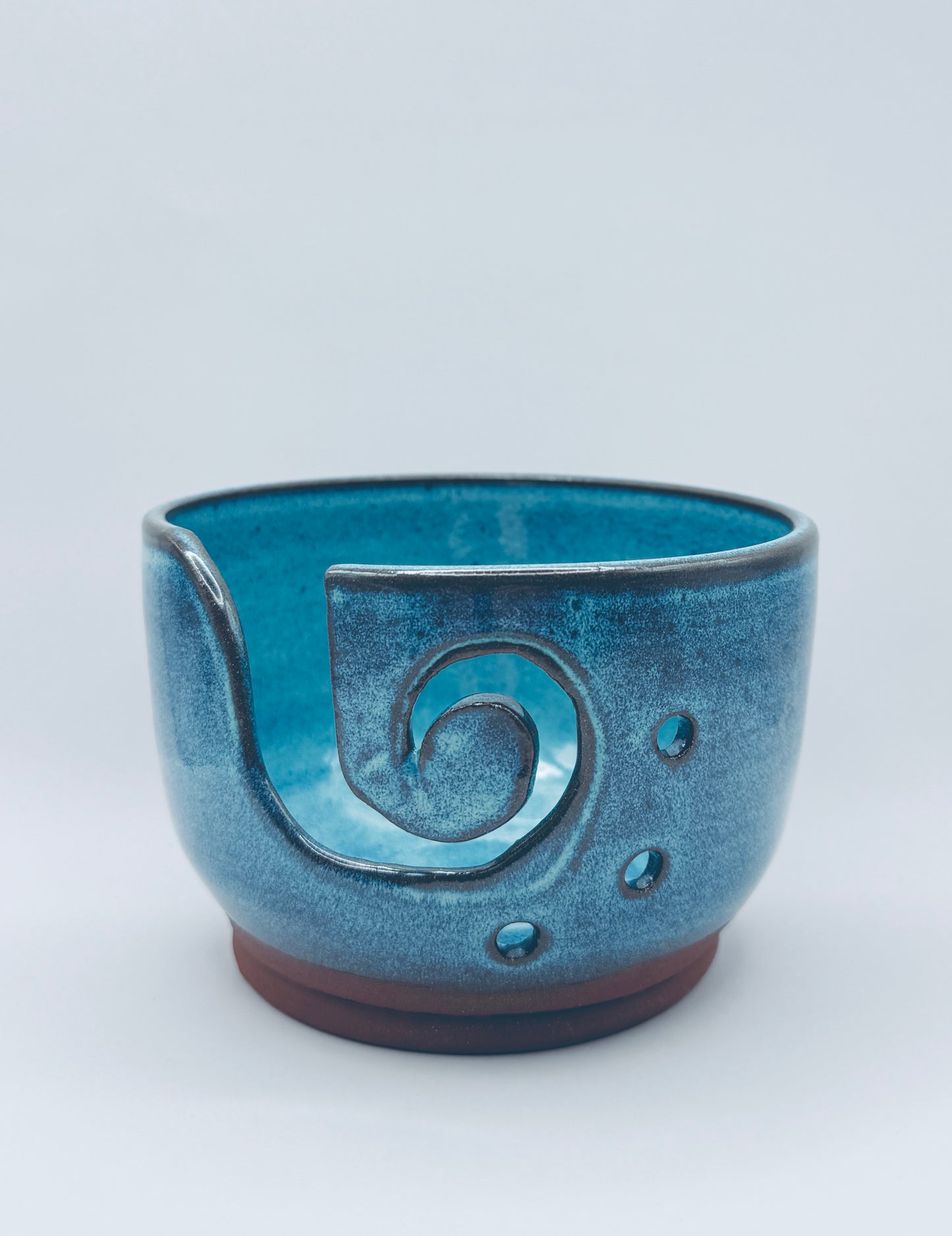 Yarn Bowl - Turquoise over Red Clay